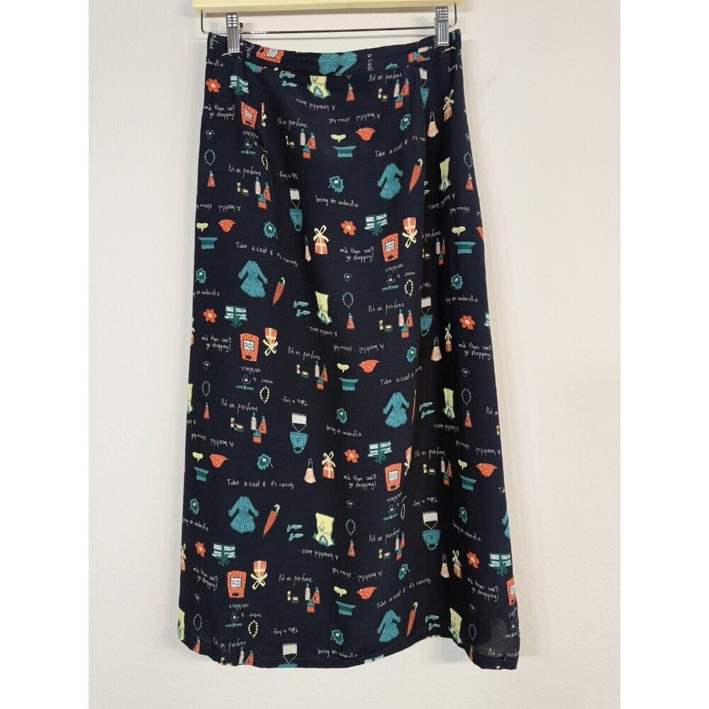 Vintage Melrose‎ Studio Skirt Women’s Black Chic Midi Art Office Career Size L